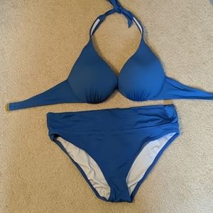 Push up blue bathing suit set